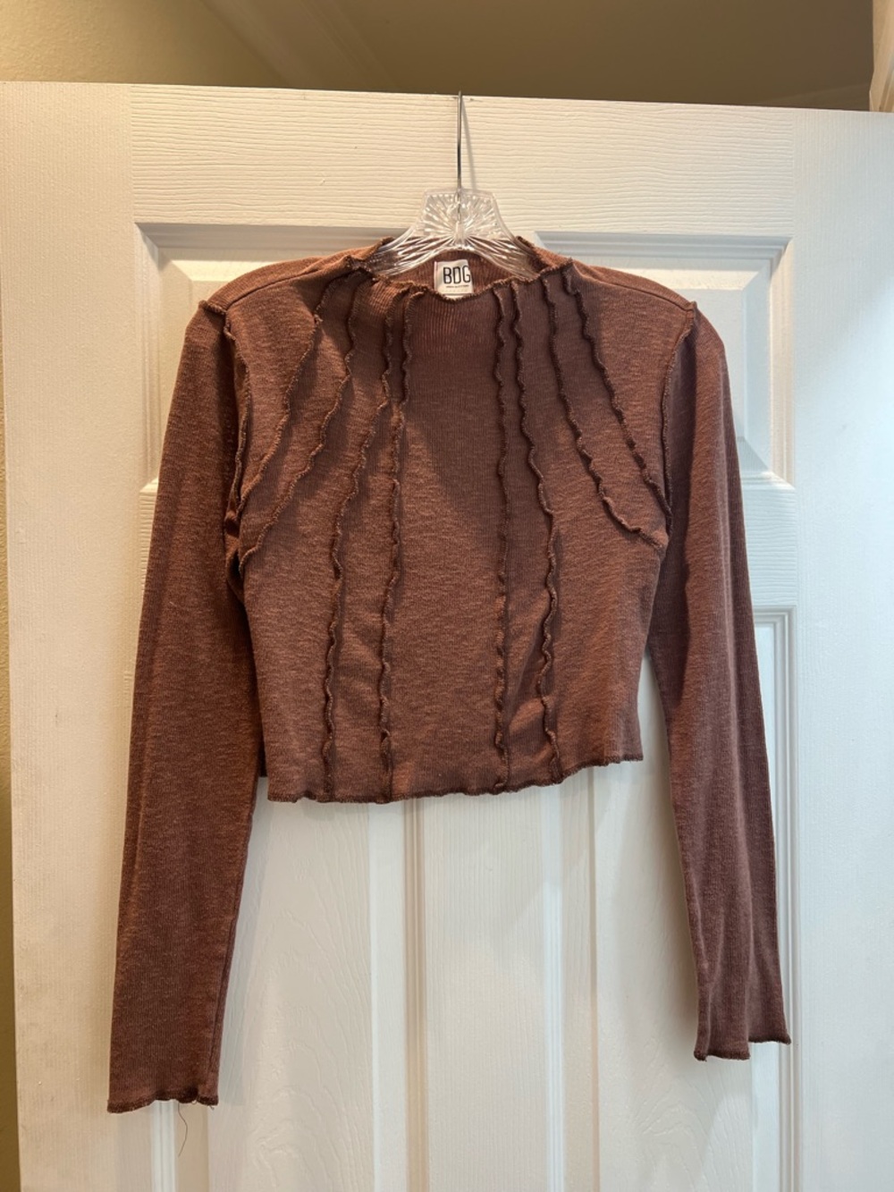 BDG Brown Long-Sleeve Cropped Top